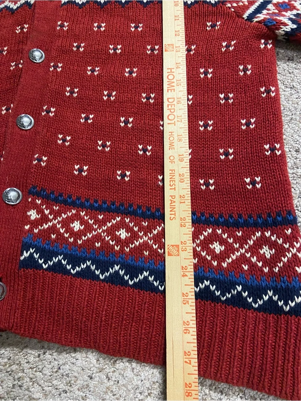 Polo Ralph Lauren Sweater Fair Isle Buffalo Nickel Button Cardigan Cotton Linen